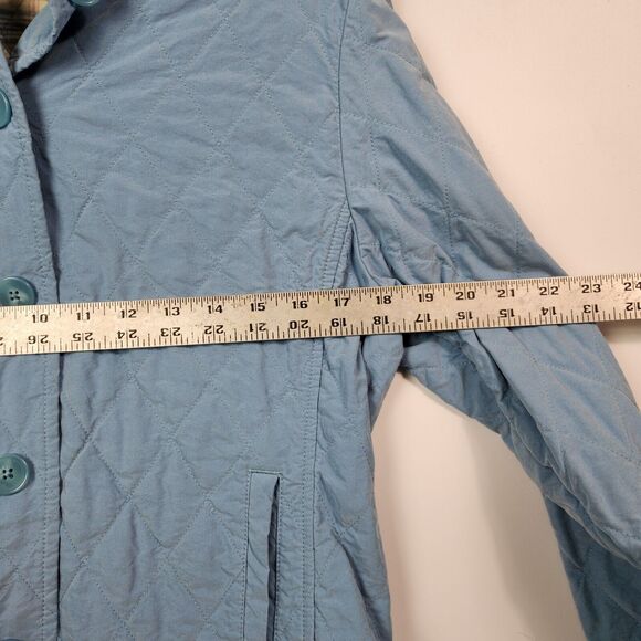 LL Bean Jacket Womens M Quilted Button Down Peasant Cottagecore Chore Wear Plaid - Picture 11 of 12